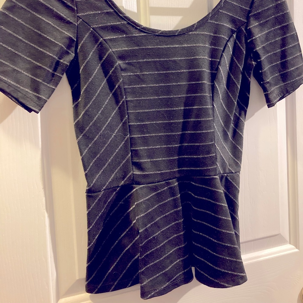 Black, peplum blouse.
